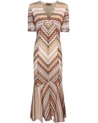 Missoni - Abito Lungo Svasato Con Motivo Zig Zag Seghettato Lamé - Lyst