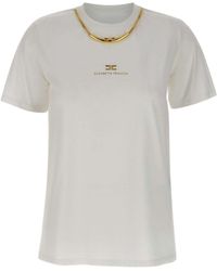 Elisabetta Franchi Logo Modal T-Shirt in White | Lyst