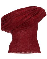 Self-Portrait - One-Shoulder Embellished Mesh Top - Lyst