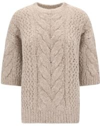Brunello Cucinelli - Alpaca-Blend 3/4 Sleeve Sweater - Lyst