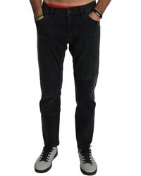 Dolce & Gabbana - Gold Cotton Stretch Black Denim Trouser Jeans Pant - Lyst