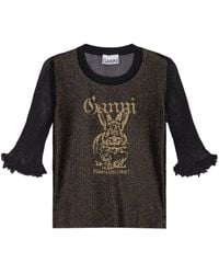 Ganni - Bunny Crewneck Top - Lyst