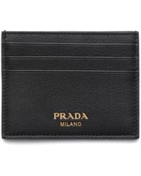 Prada - Logo-Stamp Leather Card Holder - Lyst