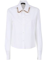 Fabiana Filippi - Boxy Poplin Shirt With Stone Embellished Collar - Lyst