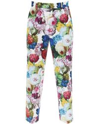 Dolce & Gabbana - Pantalones de cigarrillo de flores nocturnas de - Lyst