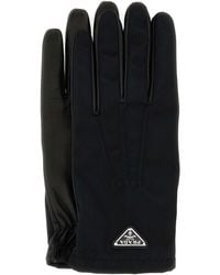 Prada - Nylon And Nappa Leather Gloves - Lyst