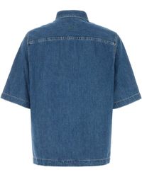 Bottega Veneta Cropped Denim Shirt in Blue for Men | Lyst