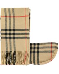 Burberry - Check Wool Cashmere Hooded Sjaal - Lyst