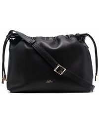 A.P.C. - Crossbody Bag With Logo Lettering On The Front And Drawstring Closure - Lyst