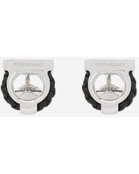 Ferragamo - Brass And Braided Leather Hook Cufflinks - Lyst
