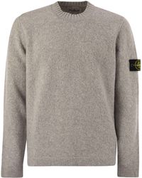Stone Island - Pagno A Collo Rotondo Dell'Isola Di Pietra Con Consistenza Garzy - Lyst