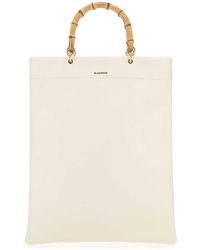 Jil Sander - Ivory Leather Medium Shopping Bag - Lyst