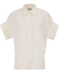 Weekend by Maxmara - Wkdtuono Cotton Shirt With Printed Silk Back Panel - Lyst