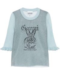 Ganni - Lurex Knit Bunny Top - Lyst