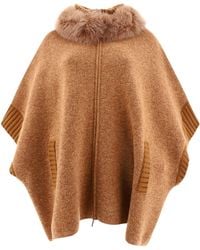 Giovi - Cape With Fur Inserts Coats - Lyst
