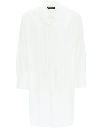 Yohji Yamamoto Camisa de popelina plisada - Blanco