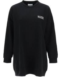 Ganni Oversized Sweatshirt Met Geborduurd Logo Zwart Katoen