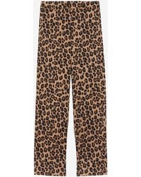 Aspesi - Stretch Cotton Pants With Leopard Print - Lyst