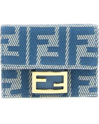 Fendi Baguette Micro Trifold Wallet in Blue | Lyst