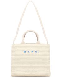 Marni - Small White Raffia Tote Tasche - Lyst