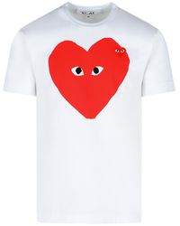 COMME DES GARÇONS PLAY - Comme des garçons juega camiseta de algodón blanco - Lyst