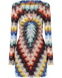 Missoni - Metallic Crochet Mini Dress - Lyst
