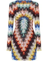 Missoni - Metallic Gehaakte Mini-jurk - Lyst