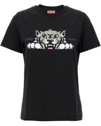 KENZO - Happy Tiger T Shirt Nero-Donna - Lyst