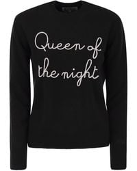 Mc2 Saint Barth - Wool And Cashmere Blend Sweater With Embroidery Queen Of The Night - Lyst