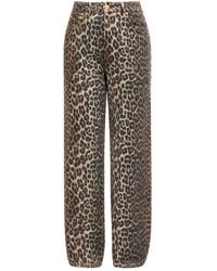 Ganni - "Lari" Jeans With Leopard Print - Lyst