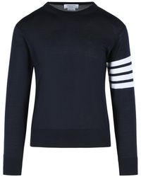 Thom Browne - Jersey "Classic 4 Bar" De Lana Merino Azul Marino - Lyst