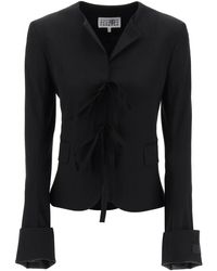 MM6 by Maison Martin Margiela - Single-Breasted Blazer With Round Neck - Lyst