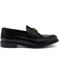 Prada - Logo Brushed Leather Loafer - Lyst