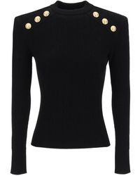 Balmain - Crew-neck Sweater With Buttons - Lyst