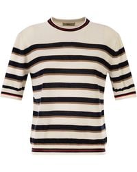 Herno - Short-Sleeved Striped Cotton Jumper - Lyst