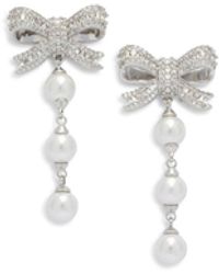 Self-Portrait - Dangling Earrings With Pearls And Crystals - Lyst
