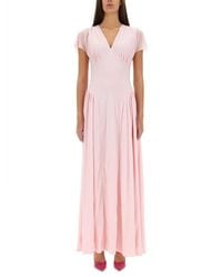 ROTATE BIRGER CHRISTENSEN - Long Dress With Draped Silhouette - Lyst