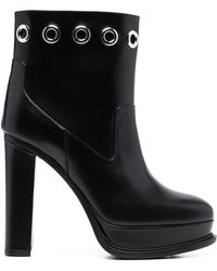 McQueen - Leather Heel Ankle Boots - Lyst