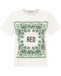 RED Valentino - Rotes -Baumwolltrikot -T -Shirt mit Logo - Lyst
