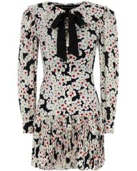 Alessandra Rich - Daisy-Print Silk Dress - Lyst