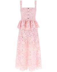 Self-Portrait - Lace Peplum Midi' Dress - Lyst