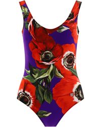 Dolce & Gabbana - Costume da bagno da corsa con stampa anemone - Lyst