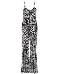 Norma Kamali - Leopard Print Flared Jumpsuit - Lyst