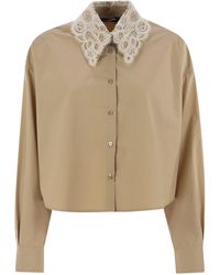 Fabiana Filippi - Cropped Shirt With Lace Collar - Lyst