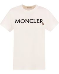 Moncler - T Shirt With Embroidered Logo - Lyst