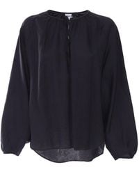 Aspesi - Relaxed Fit Linen Top With Voluminous Sleeves - Lyst