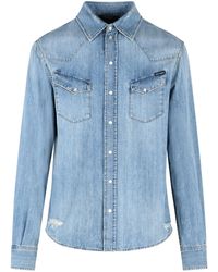 Dolce & Gabbana - Blauw Katoenen Overhemd - Lyst
