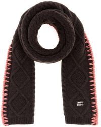 Miu Miu - Dark Brown Wool Blend Scarf - Lyst