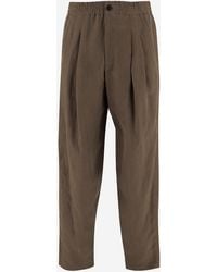 Giorgio Armani - Pantaloni Di Lino Con Pieghe - Lyst