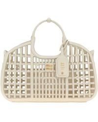 Miu Miu - Chalk Leather Shopping Bag - Lyst